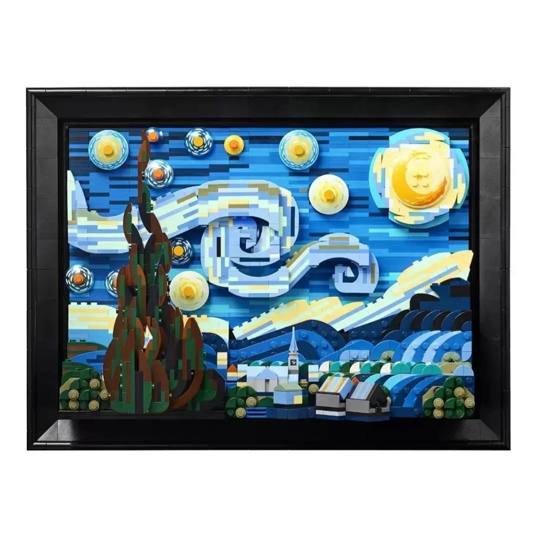 

Compatible 21333 Vincent Van Gogh The Starry Night Building Blocks Art Painting Bricks Moc Ideas Home Decorae Education Toy Gift