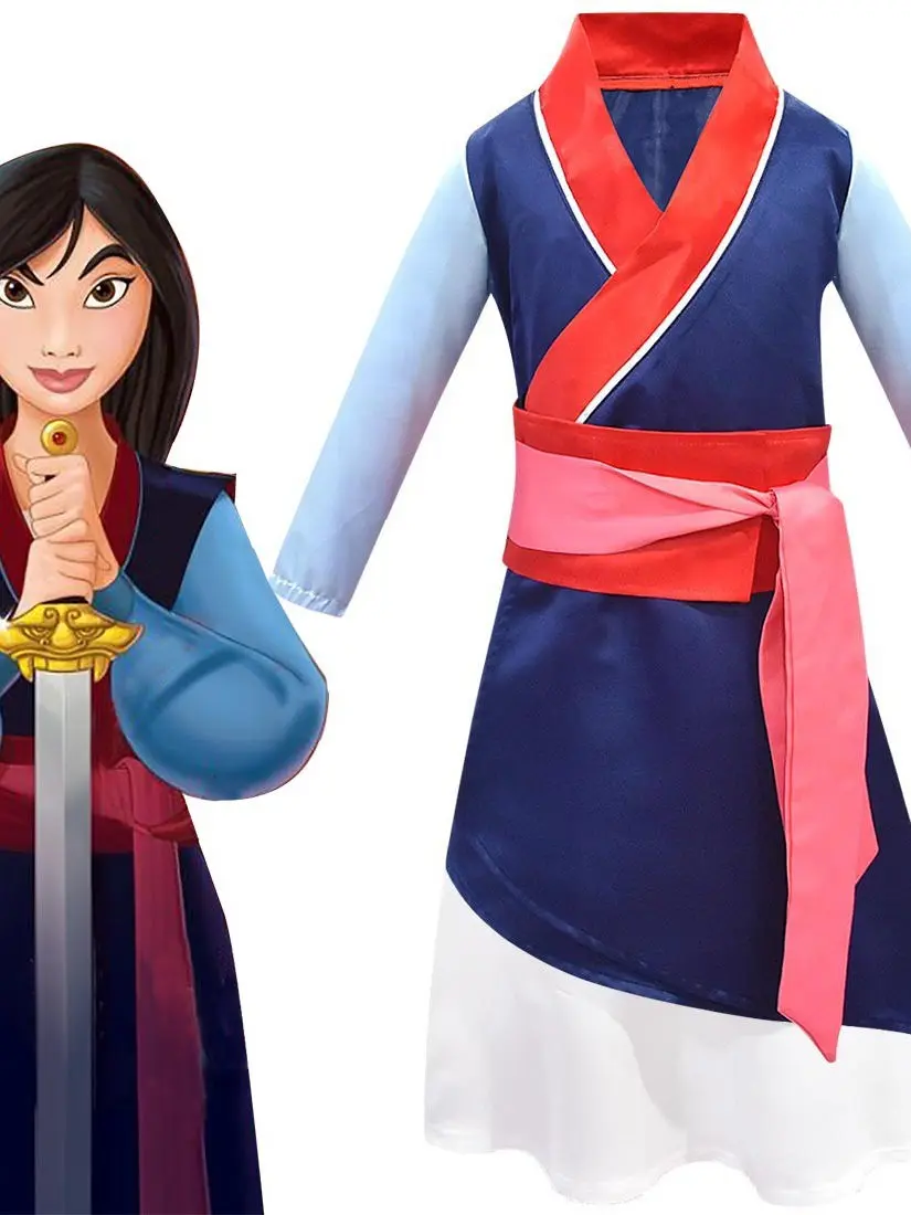 زي تنكري جديد لعيد الأطفال مستوحى من شخصية مولان في ديزني، ملابس أداء هانفو من ثلاث قطع، ملابس أداء للأطفال بالأسلوب الصيني #1