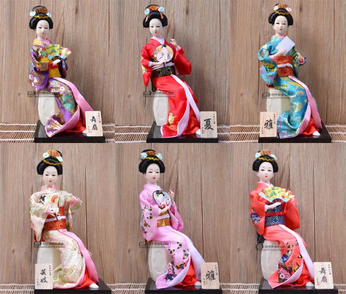 2022 Japanese Silk Furnishings Kimono Kabuki Geisha Models Handicraft Ornaments Japanese Style Humanoid Figures Home Decor ZL215