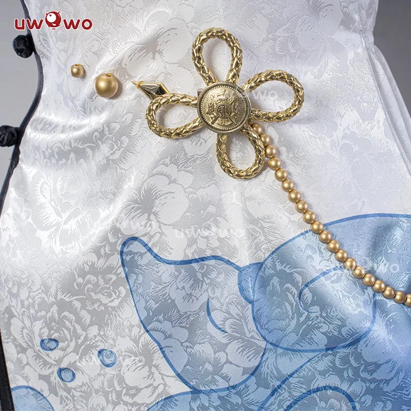 

CyIN STOCK UWOWO Ganyu Cosplay Genshin Impact Cosplay Fanart: Ganyu Qipao Cheongsam Chinese Traditional Qipao Dress Halloween Co