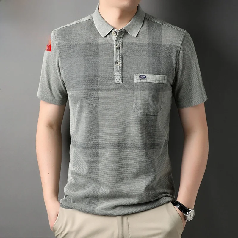 

Летняя коллекция 2023: Модная городская повседневная рубашка из ледяного шелка с коротким рукавом, свободного кроя, в полоску, в стиле Dad Style