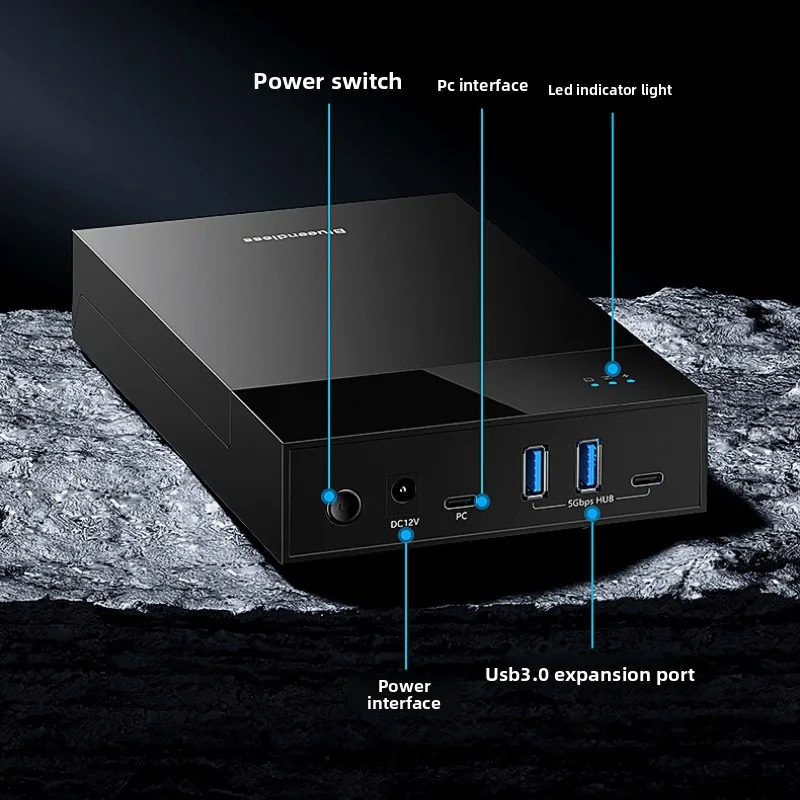 2.5/3.5 inch HDD/SSD Enclosure USB3.0 HUB Support 20TB USB Ports External Hard Drive Box for 3.5 2.5 Inch SATA SSD HDD Case