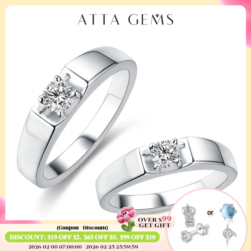 

Attagems 2022 New Classic Moissanite Ring Luxury Engagement Rings for Men Women Couple Wedding Female Anniversary Fine Jewelry
