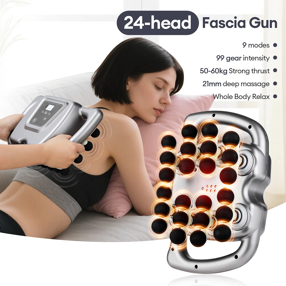 

24 Heads Fascia Gun High-Frequency Vibration Massager Relieve Fatigue Back Waist Massager Neck Shoulder masajeador