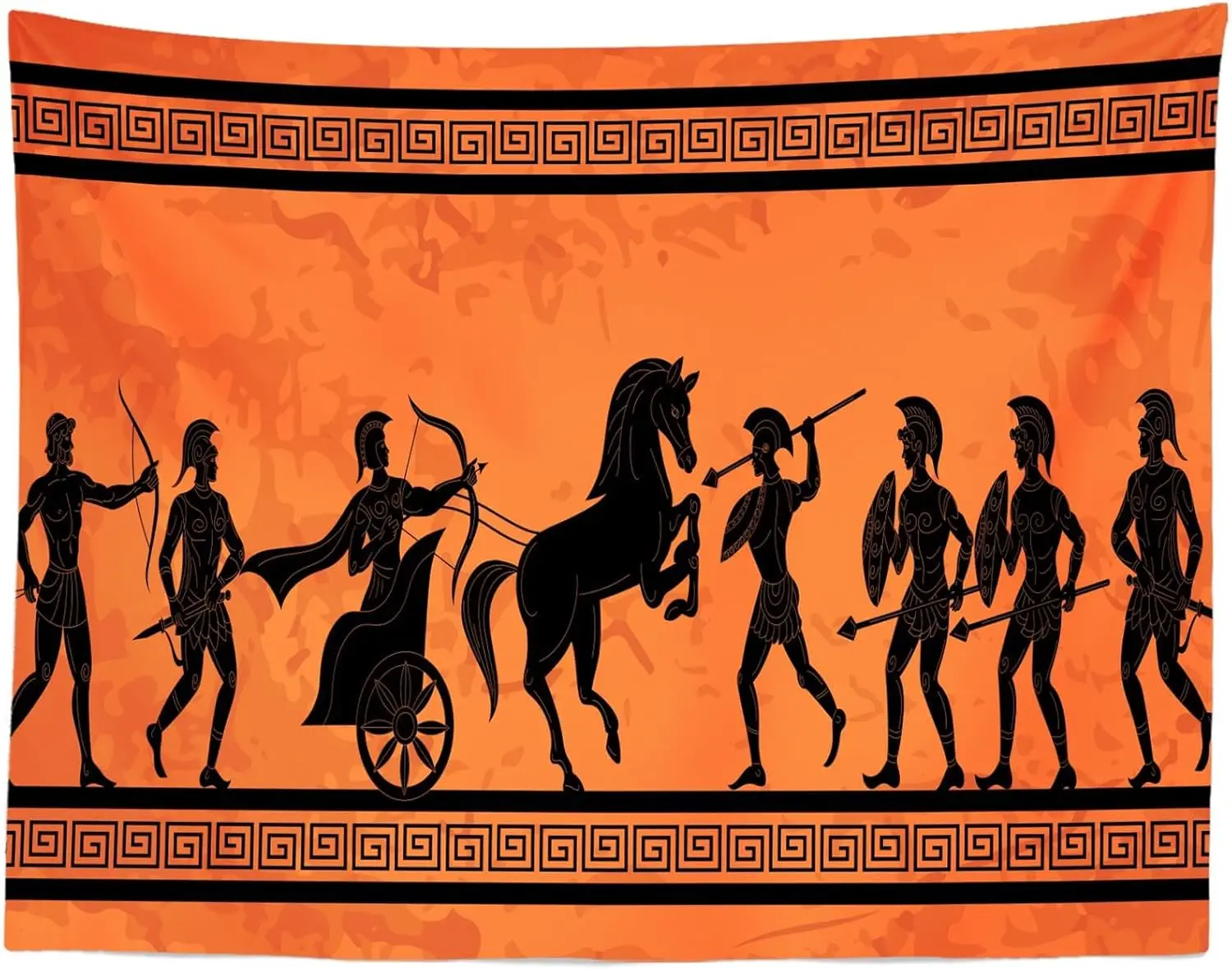 Greek Warrior Tapestry Wall Hanging Decor Ancient Sparta Mythology Classical Art Boho Polyester Fabric Poster Tapestry Print Lar