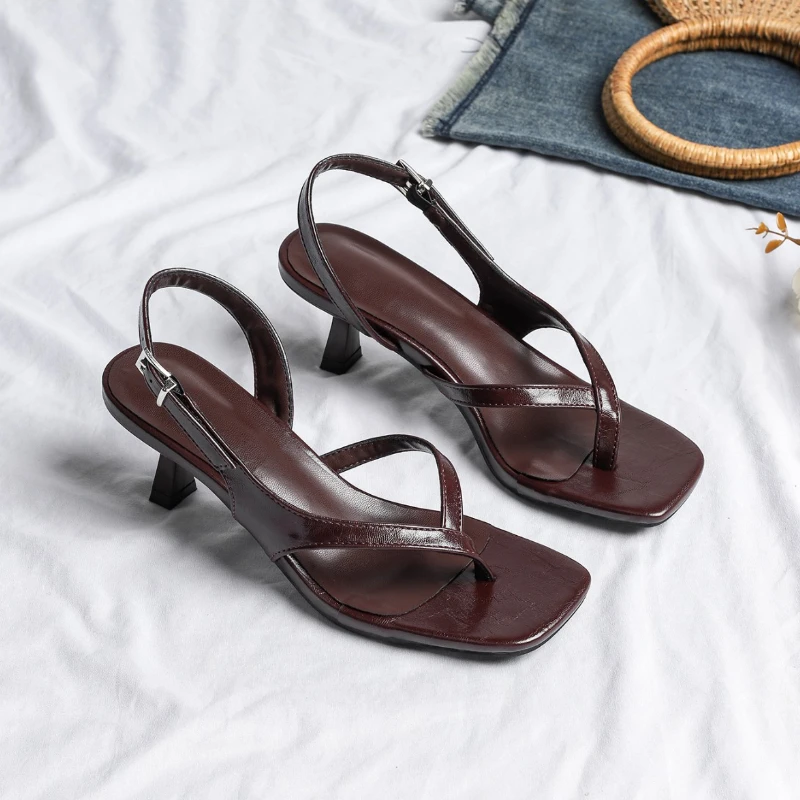 Sandales pour femmes, sandales à talons hauts, style élégant, chaussures d'été pour femmes, confortables, respirantes, sandales à talons en PU