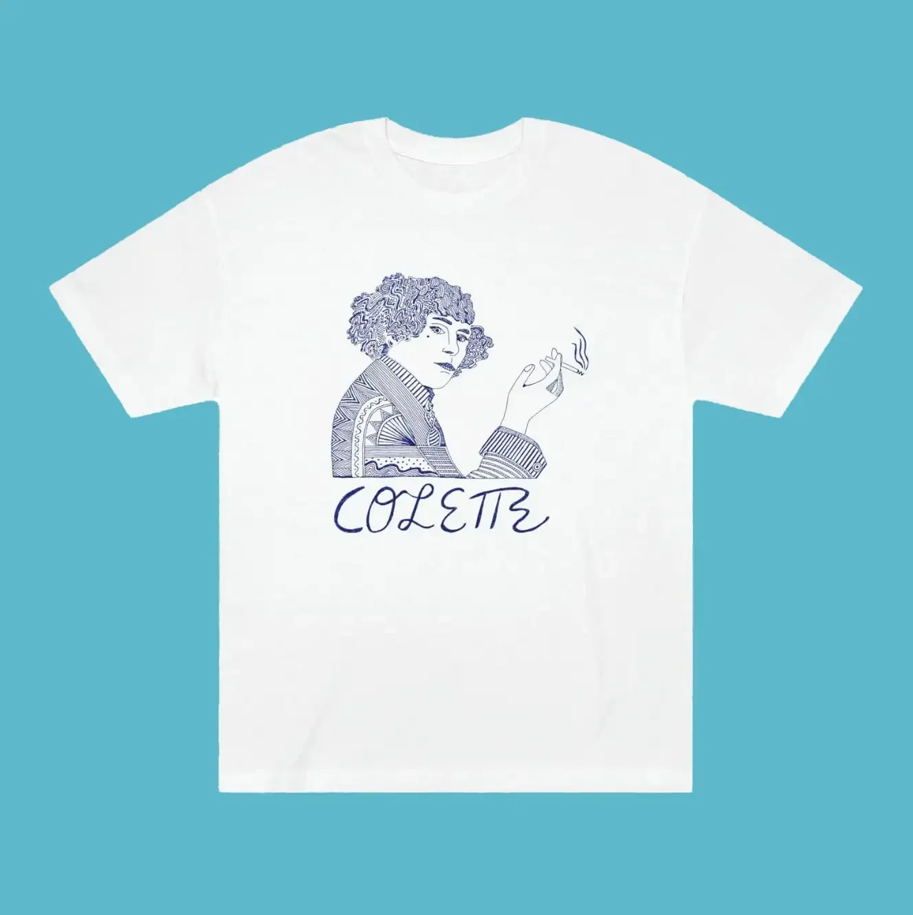 French Writer Colette T Shirt Original Drawing by Timothy Hull