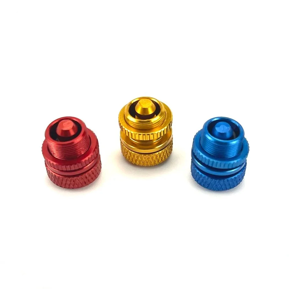 2Pcs Metal Fuel Pipe Plug Dot Filler Gas Glow Cap Nozzle for RC Nitro Airplane Blue Red Gold