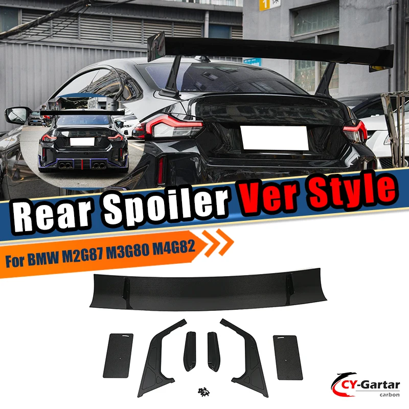 

Dry Carbon Fiber For BMW M2 M3 M4 G87 G80 G82 Ver Style Rear Spoiler Fixed Wing Spoiler Car Modification Decoration Spoiler Part