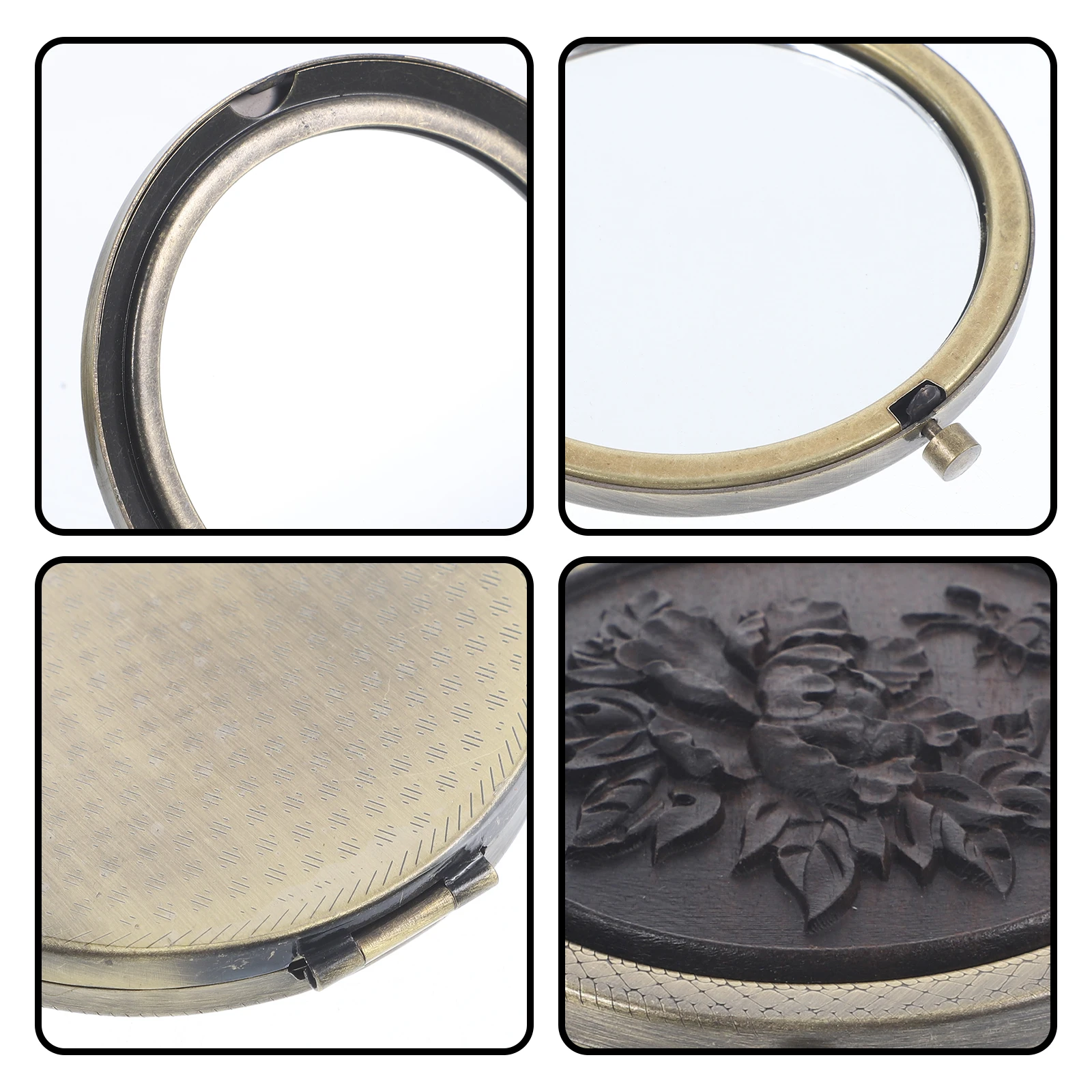 Vintage Style Portable Makeup Mirror Compact Double-Sided Clear Reflective Surface for Women Travel Home Party Picnic Use