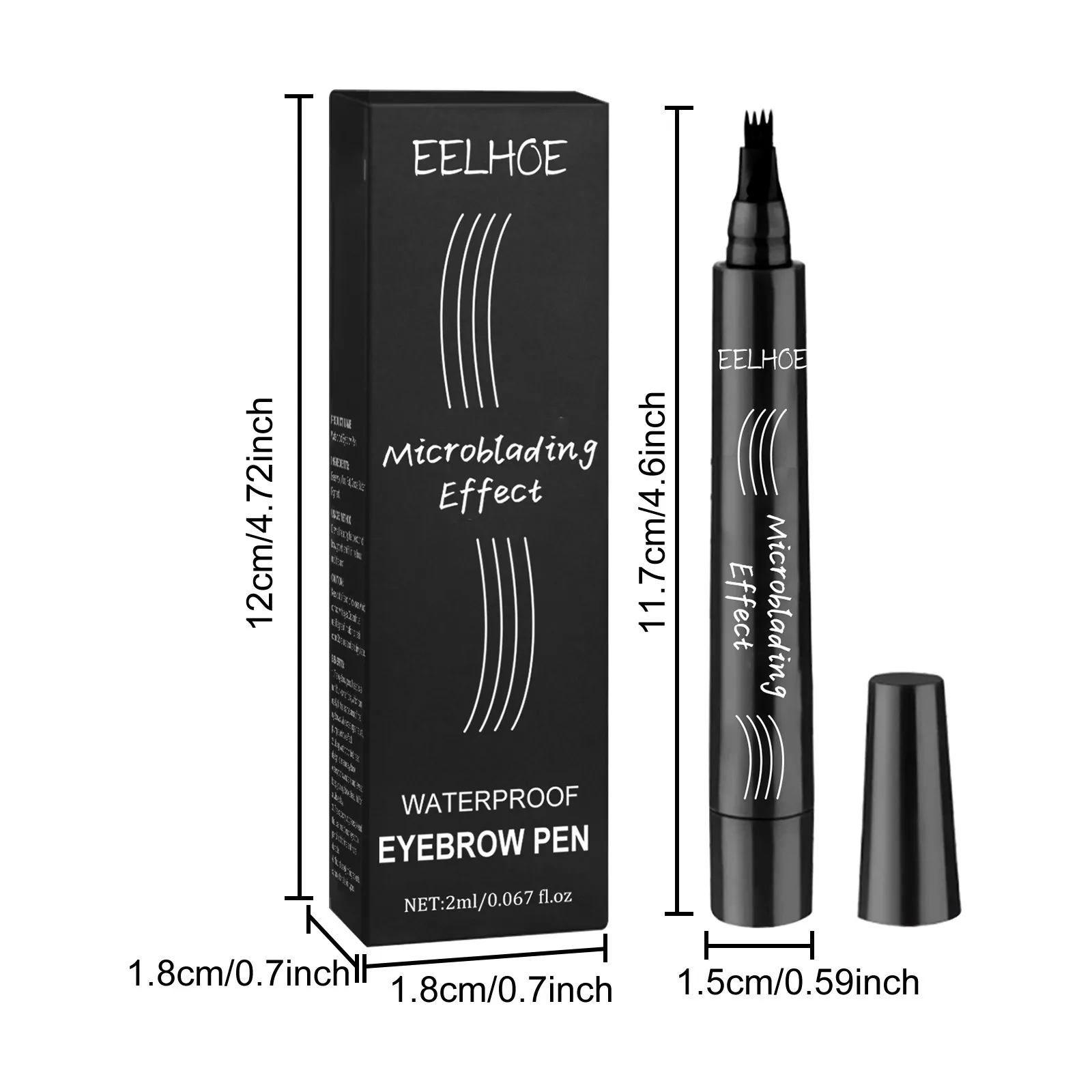 Five Color Wild Eyebrow Pencil, Four Point Eyebrow Pencil Waterproof Four Ronged Eyebrow Tattoo Pen Long-Lasting Beauty Makeup