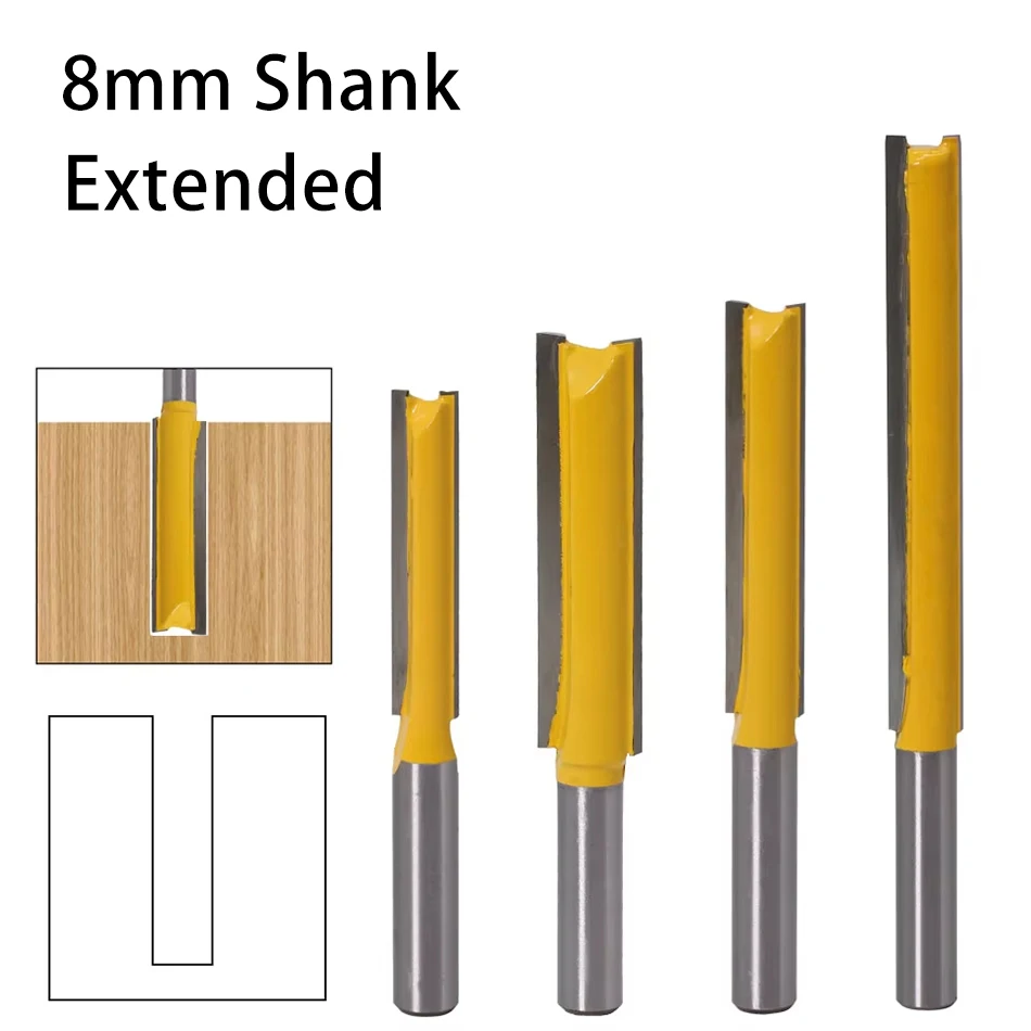 

8mm Shank Long Bottom Cleaning Router Bit Woodworking Cleanout Milling Cutter For Deep Recess Woodworking Tasks