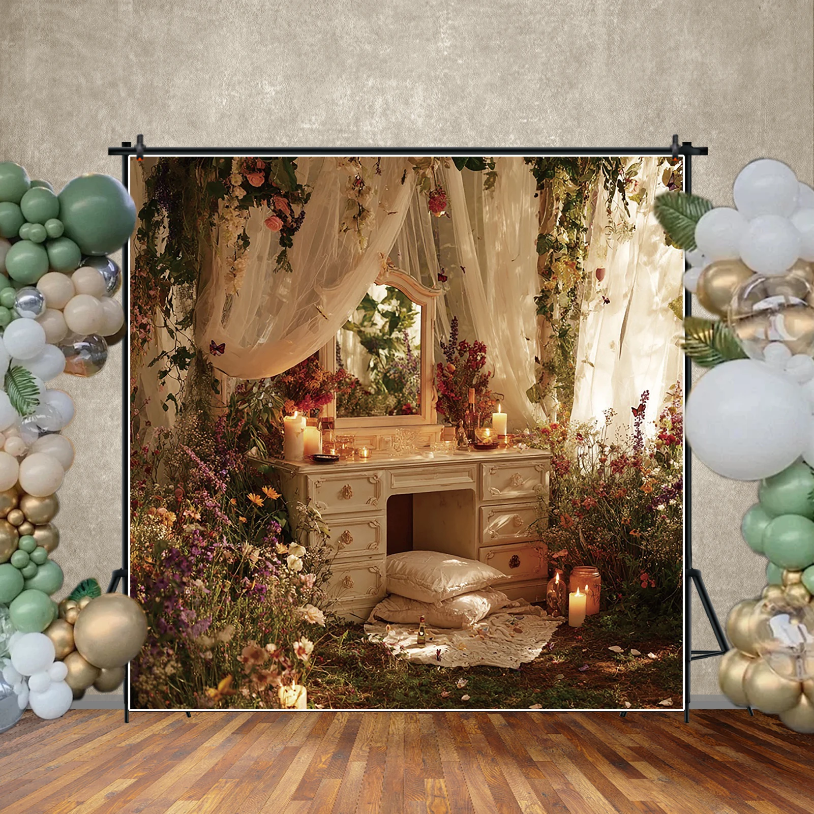 MOON.QG Bed Room Backgrounds For Photography Painting Greenery Fairy Garden Backdrop Accessories Party Decor Portrait Photozone