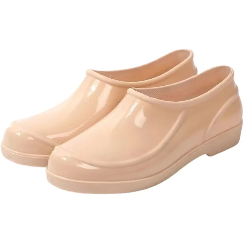 Women Low Top Flat sole Rain Shoes Spring Autumn New Soft sole Round Toe Slip On Waterproof Lightweight Kitchen Work Shoes