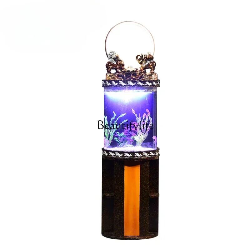 

LD33Living Room Small Cylindrical Ecological Fish Tank Circulation Change Water Acrylic Flowing Water Ornaments