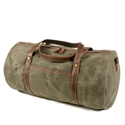 Retro men's travel bag canvas with leather large-capacity luggage bag portable waterproof business travel duffel bag red luggage