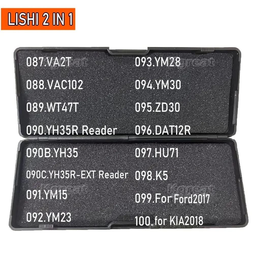 

087-108 Lishi 2 in 1 VA2T VAC102 WT47T YH35 YM15 YM23 YM28 YM30 ZD30 DAT12R HU71 K5 for Ford2017 Kia2018 SX9 TOY2018 TOY47 HON77