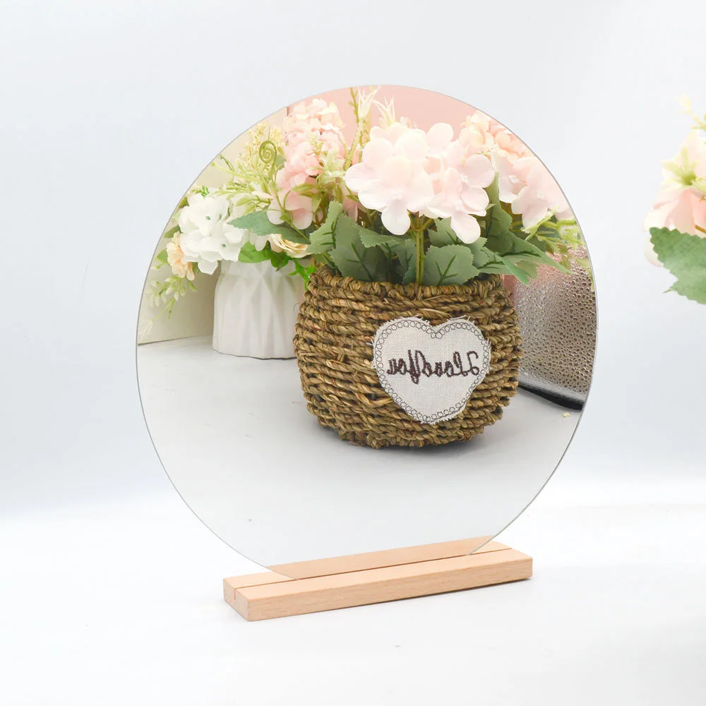 1pc Acrylic Irregular Mirror for Home Decoration DIY Office Makeup Desktop Ornament Decoration Standing Mirror