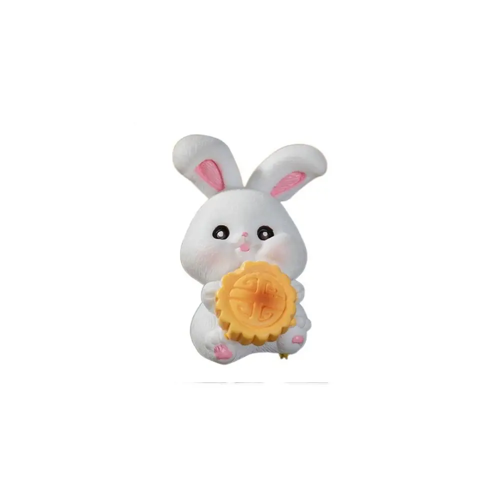 Cute Micro Landscape Rabbit Figurines Cartoon Resin Bunny Ornaments Mini Handmade Moon Cake Model Home Decor