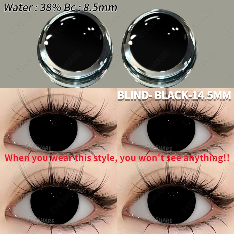 EYESHARE 2 Stück Cosplay farbige Kontaktlinsen Crazy White Kontaktlinsen Anime Black Eye Linsen Halloween Beauty Makeup Lens