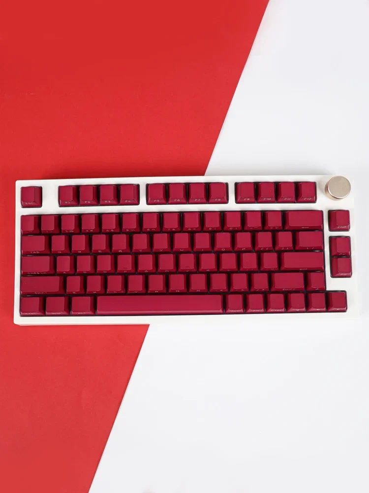 Burgundy red keycap side engraved solid color transparent PBTOEM68758098 keyboard cap