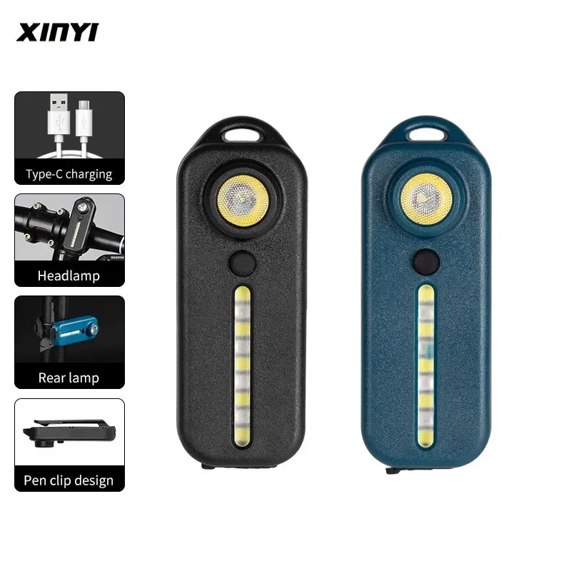 Mini LED Flashlight USB Rechargeable Bike Light Portable Pocket Flashlight Keychain Lamp Bicycle Taillight Flash Warning Light