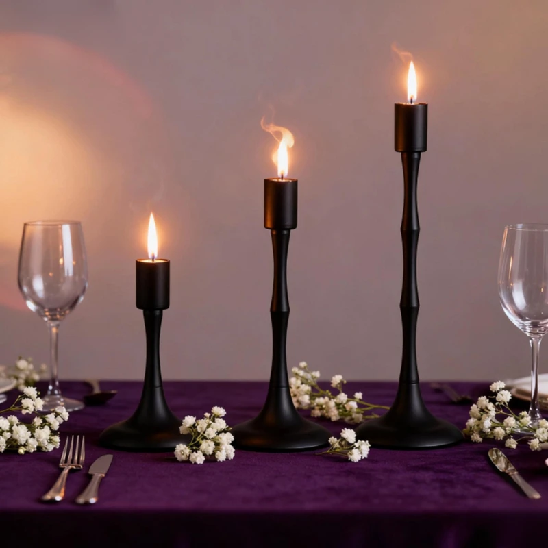 3 PCS Vintage Nordic Candlestick Metal Forged Iron Column Candlestick Candlelight Dinner Candlelight Base Candlesticks Vintage