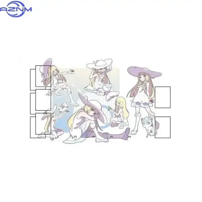 Pokemon Lillie Playmat Mouse Pad, PTCG Trading Card Game Battle Mat with Card Zones