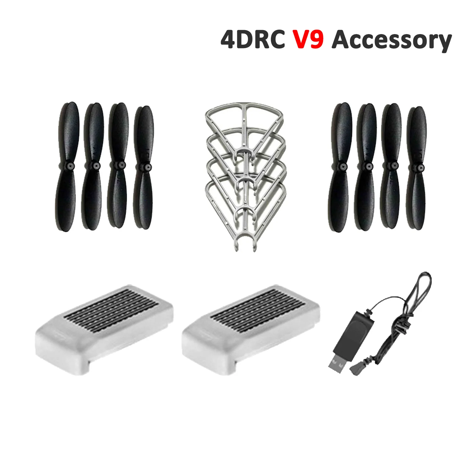 4DRC V9 4D-V9 Mini Drone Original Accessory 3.7V 800mAh Battery USB Charger Cable Propeller Protective Ring Blade Guard