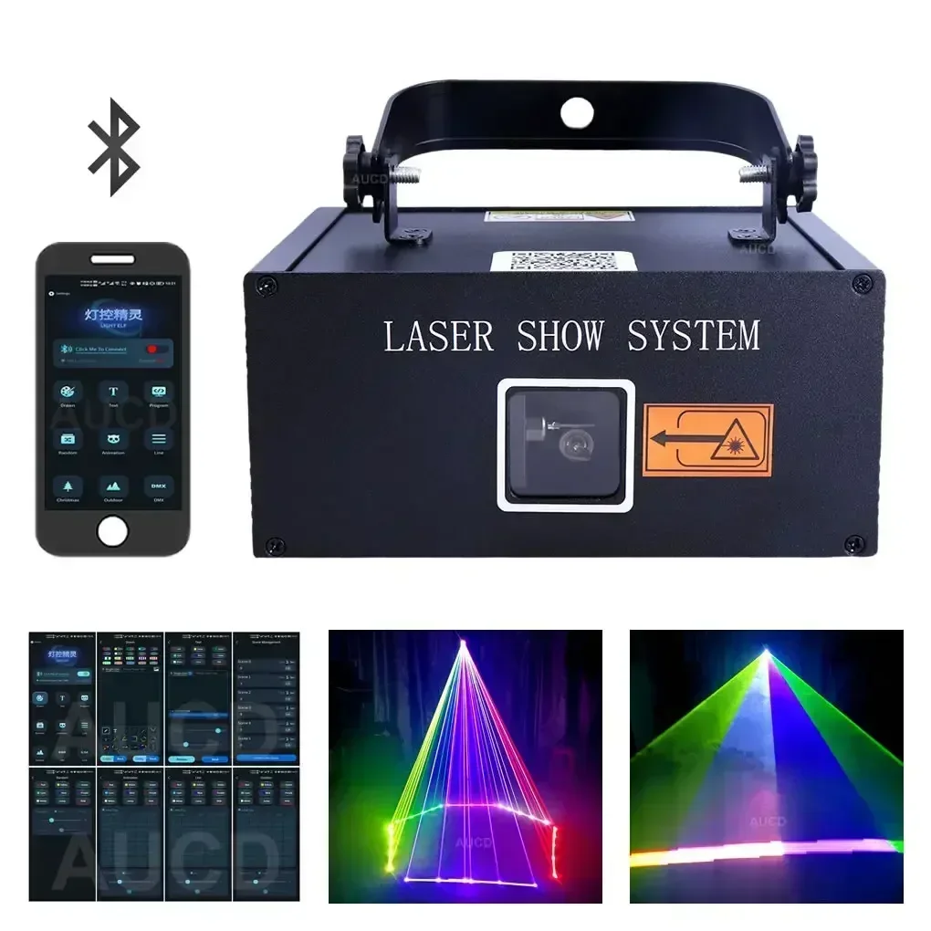 Portable 3-5W RGB Animation Scan Projector Lights + Apple & Android Phone App Edit Program DMX DJ Wedding Party Show Stage Lamps