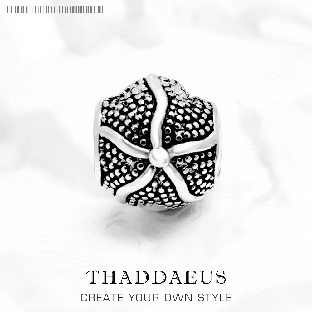 

Charm Bead Blackened Starfish 925 Sterling Silver Vintage Karma Jewelry Ocean Accessories For Men Women