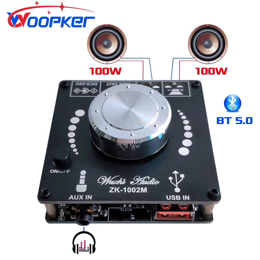 Bluetooth 5.0 TPA3116D2 Digital Power Audio Amplifier Board Amplificador Stereo Home Theater AUX 502H 1002M 502M 100Wx2 50Wx2