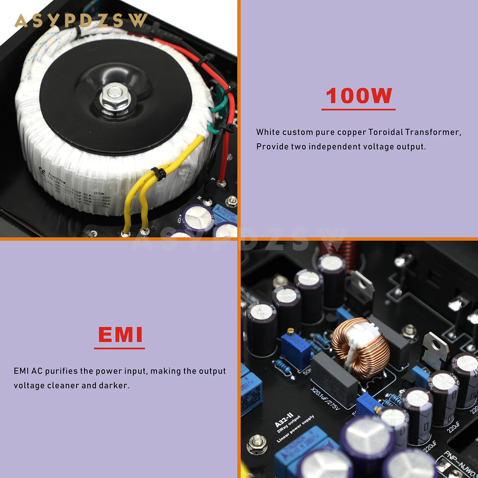 リニア電源,超低ノイズ,A32-II/50w,hifi,5v,9v,12v,15v,18v,19v,24vタップ