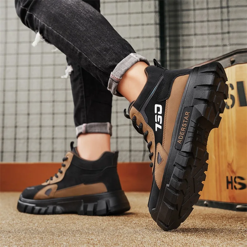 

Men's Thick Soled Boots Are Anti Slip Wear-resistant Fashionable Versatile and Trendy Men's Outdoor Travel Shoes