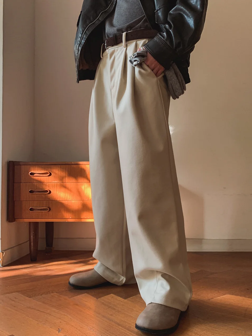 

TANGZ STUDIO Men's Straight Leg Suit Pants Korean Sle Wide Leg Floor Length Commute CleanFit Casual Busin Faion