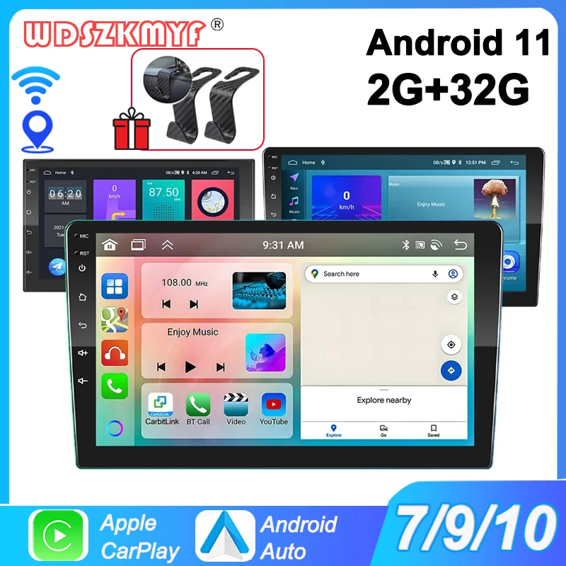 

7"/9"/10" Android 11 Car Radio Androidauto Carplay 2 Din GPS Car Audio Automotive Multimedia Player car intelligent systems