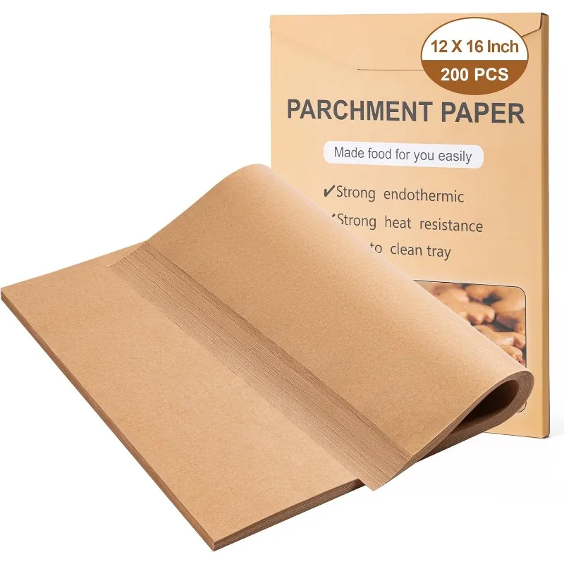 

200Pcs Parchment Paper,12x16 Inches Non-Stick Precut Parchment Paper Sheets,Unbleached,Parchment For Baking Sheets,Fryer, Cookin