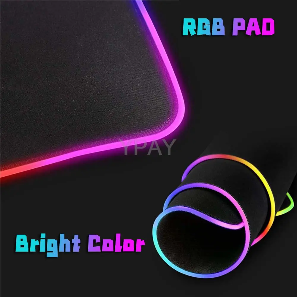 Black And White RGB Gaming Mousepads Desk Pad Keyboard Mat LED PC Gamer Mousepad XXL Mouse Pads Luminous Mouse Mats 100x50cm