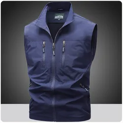 Big Size 8XL 9XL Camping Vest Men Tactical Multi-pocket Vest Techwear Hiking Fishing Waistcoat Photography Safari Cargo Vest Men