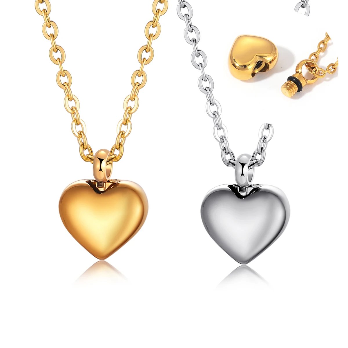 Stainless Steel Cremation Memorial Jewelry Mini Heart Shape Urn Necklace for Ashes Custom Name/Date Keepsake Gifts for Pet/Human