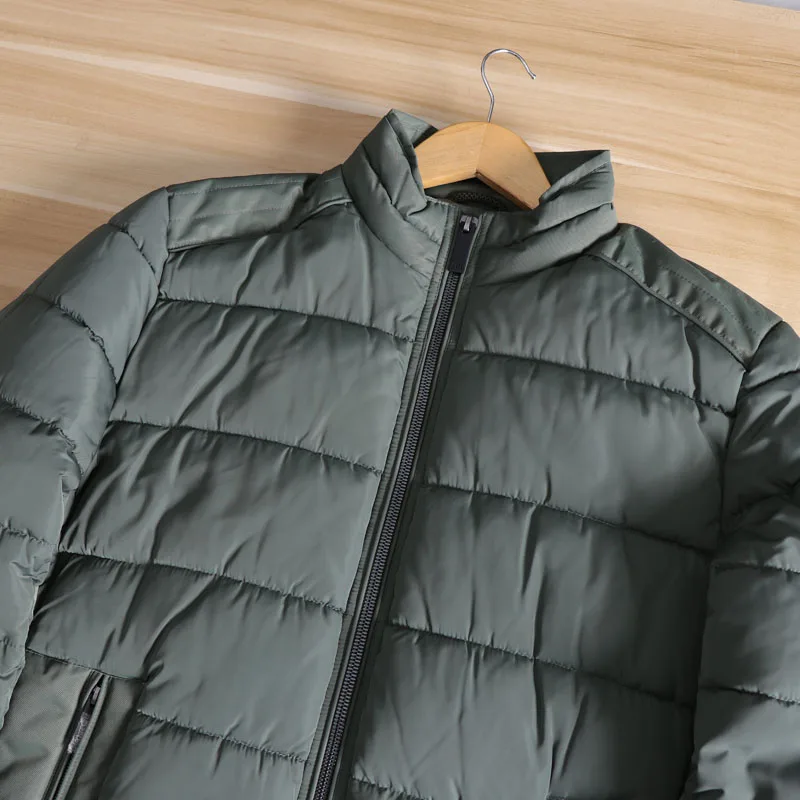 Jaet de algodón Thiened para hombres cuello alto viajero a prueba de viento Otoño Invierno Faion Ci Sle Stand Fit calidez urbana