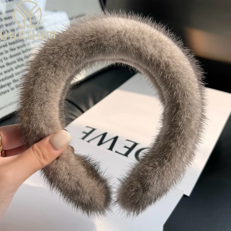 

2025 Hot Sale Women Luxury Winter 100% Real Mink Fur Headbands High Quality Real Fur Hair Band Lady Fashion Hair Hoop Furry Gift