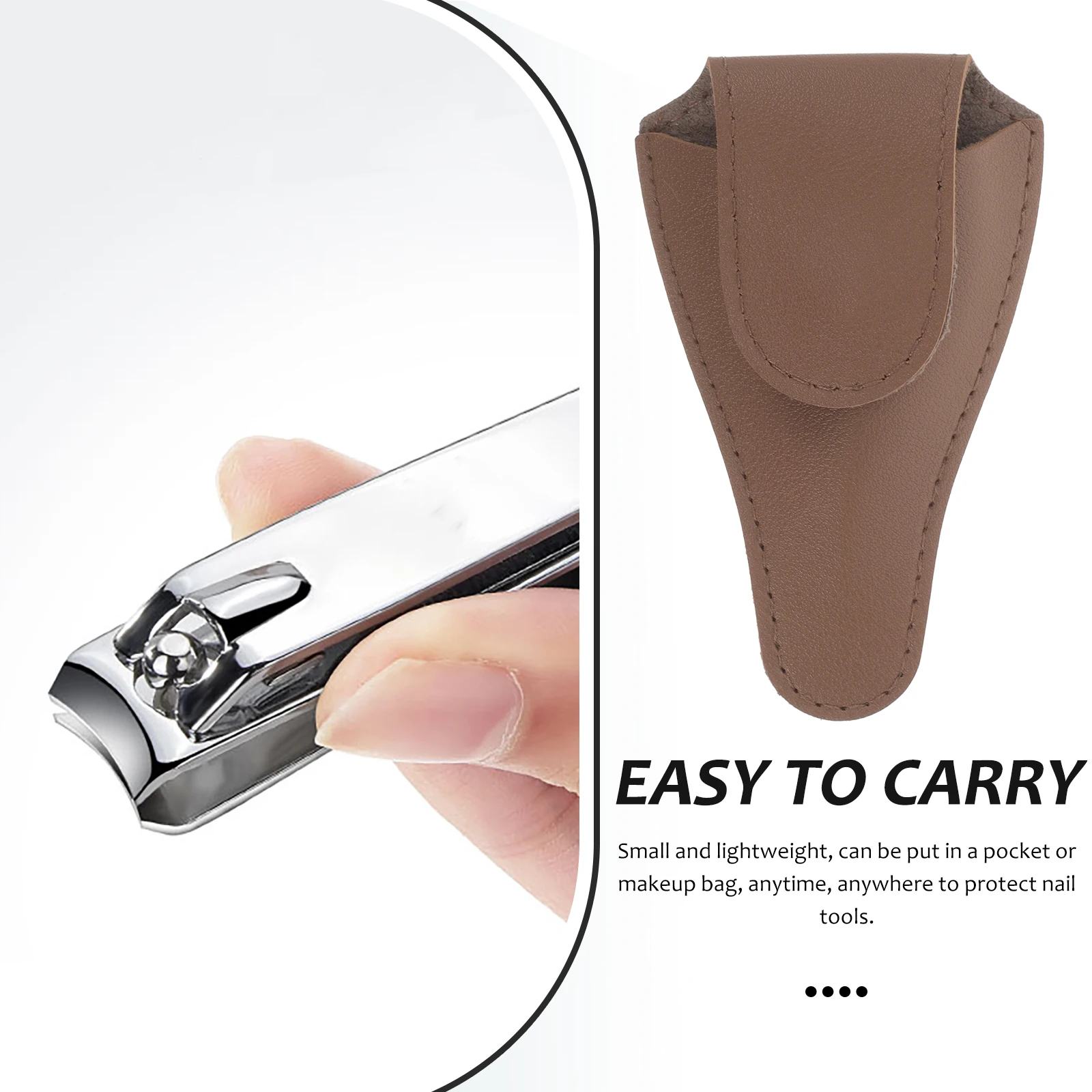 

Nail Clippers Protective Case Cuticle Scissors Cover Nipper Tweezers Cap Deep Brown PU Manicure Pedicure Tool Storage