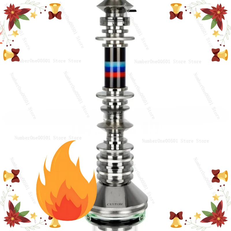 VZ Performance M Hookah Shisha 304 Stainless Steel with Pattern Glass Bottle European Style Hookah Set