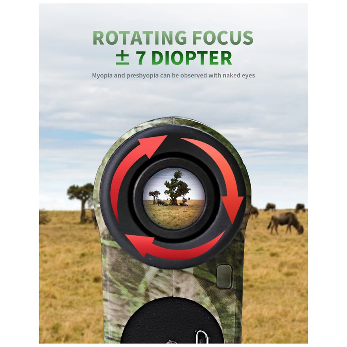A45I-600 600-метровый камуфляжный дальномер, перезаряжаемый, водонепроницаемый для охоты, гольфиста, дальномер, электроэнергетика