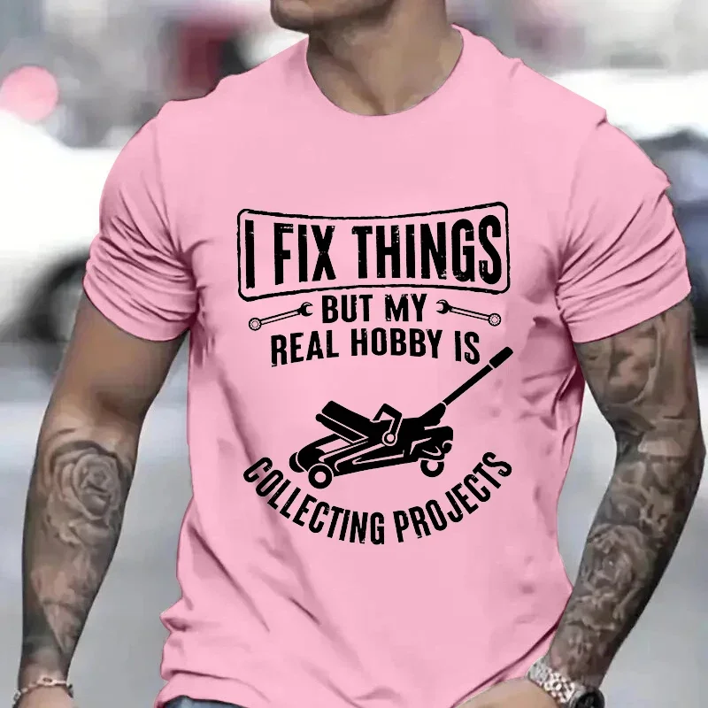 Men\'s Mechanic Funny Tee Shirt I Fix Things Collecting Objects Humor Tshirts for Him Garage Job Occupational Mechanics Tee Tops