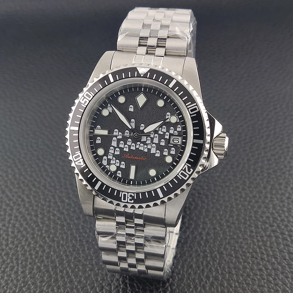 

40mm Watch of Men Sapphire Crystal nh35 Watch Stainless Steel Green Luminous Watch Waterproof 100M nh35 Automatic Mechanical