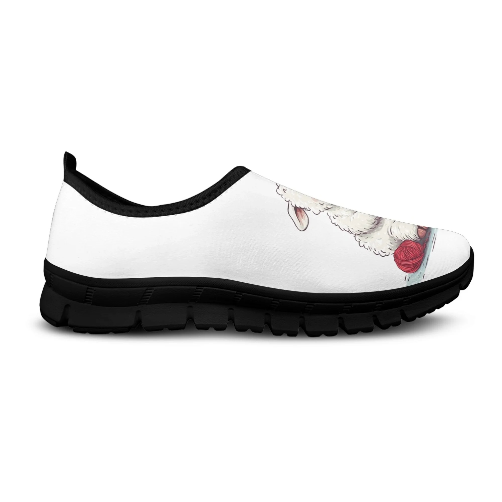 INSTANTARTS Women Slip on Shoe Cute Cartoon Little Sheep Walking Lightweight Sneakers Breath Mesh Shoes Students Flat Shoe image 4