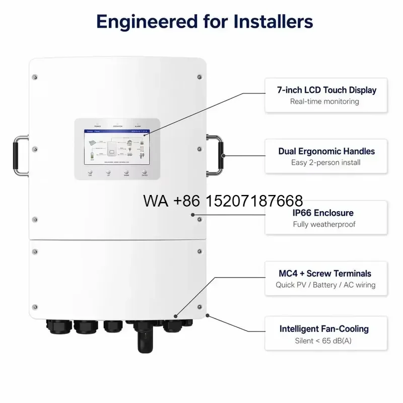 Wmwmnu for 15kW 18kW 3 Phase Hybrid Inverter 48V Lithium Battery Residential Solar Storage IP66 WiFi