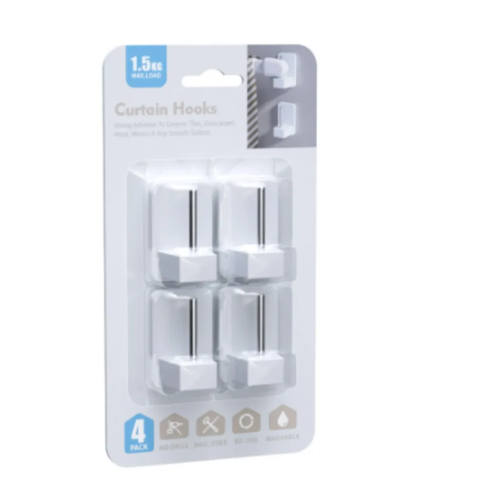 A Set of 20 Self-adhesive Hooks for Curtain Rods, White，Strong Wall Mounted White Hook Mini Curtain Rod Bracket